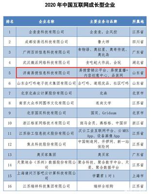 「2020年中国互联网成长型企业20强」榜单揭晓,易搜集团成功上榜